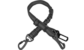 Odblaskowa czarna uprząż bezpieczeństwa dla psa, 55-65 cm, regulowany pasek, materiał odblaskowy.