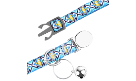 Niebieska obroża dla kota z łatwym zapięciem, z metalową klamrą, regulowana, lekka, trwała i mocna.