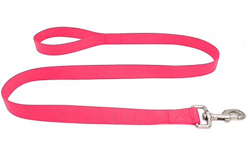 Trwała różowa smycz nylonowa 120cm, łatwa do czyszczenia, trwały materiał i bezpieczne zapięcie srebrnym karabinkiem.